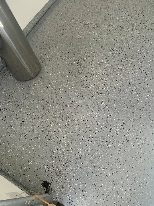 Grey Flake Floor Coating Post Detail La Quinta Ca