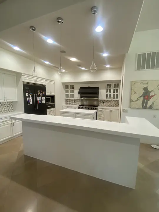 Painted White Kitchen Cabinets Wide View La Quinta Ca